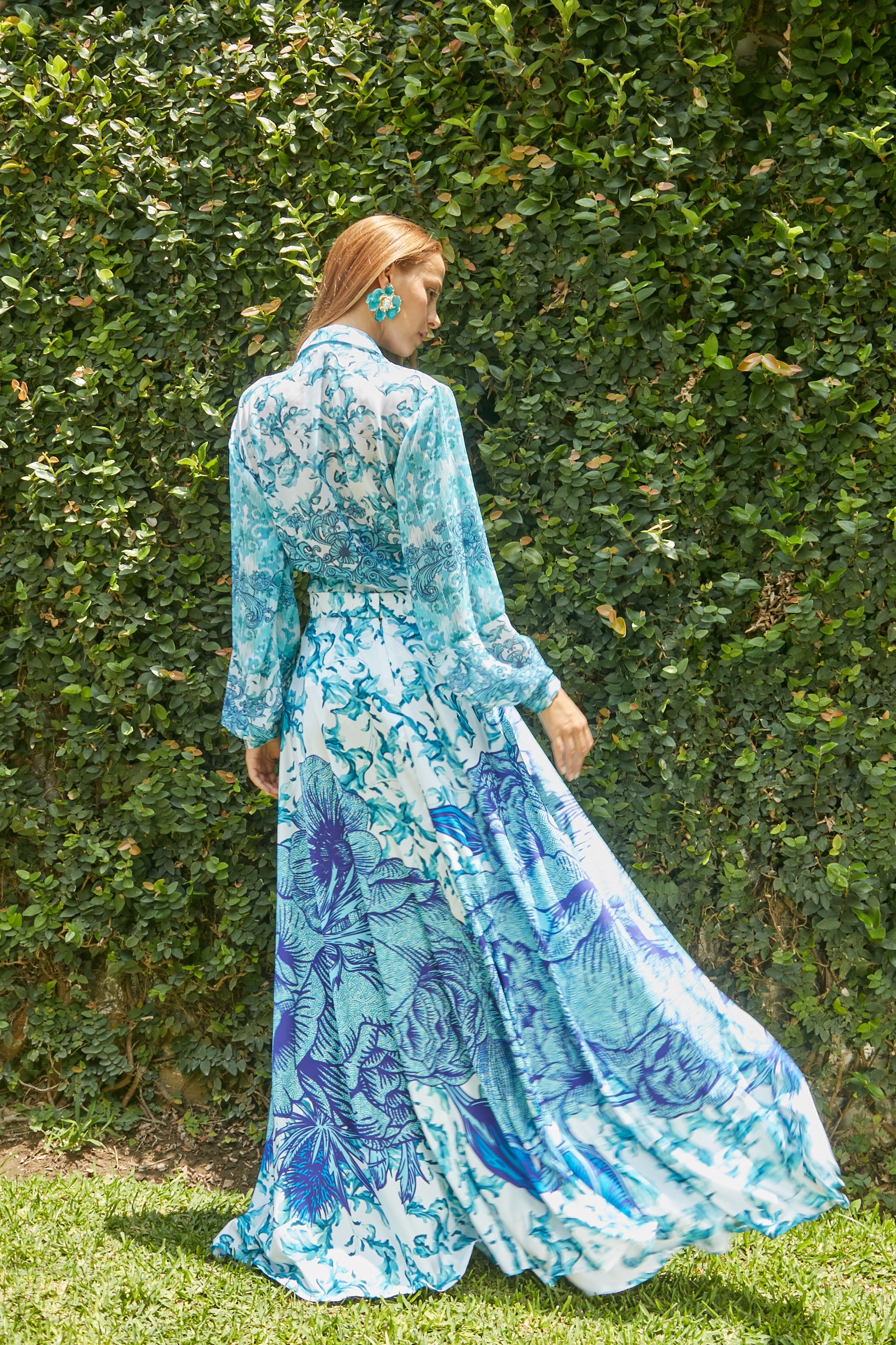 Blusa Art Nouveau Azul y celeste