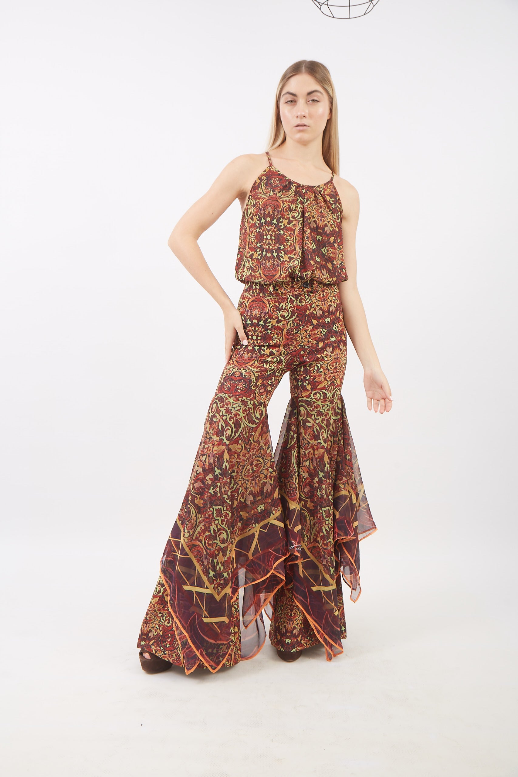 TERRACOTA PAISLEY LAYERED BELL PANT