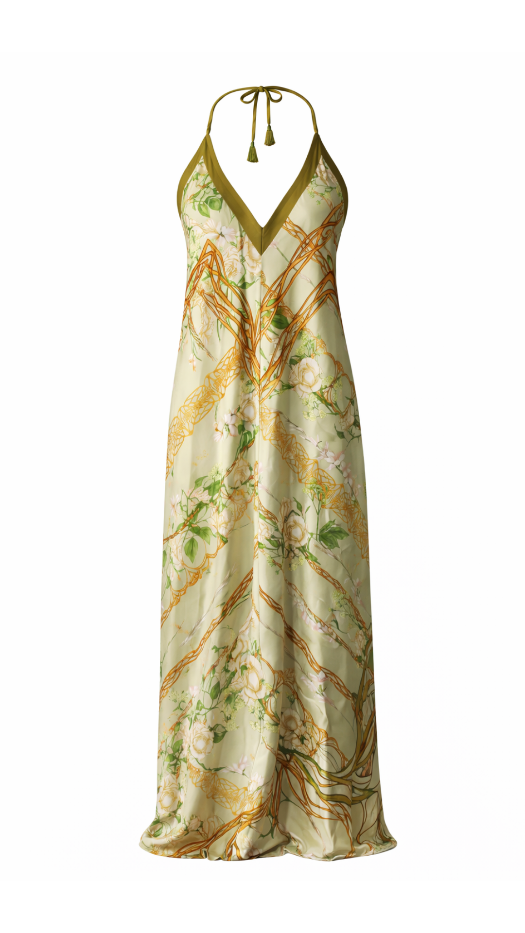 Vestido largo Art Nouveau verde agua