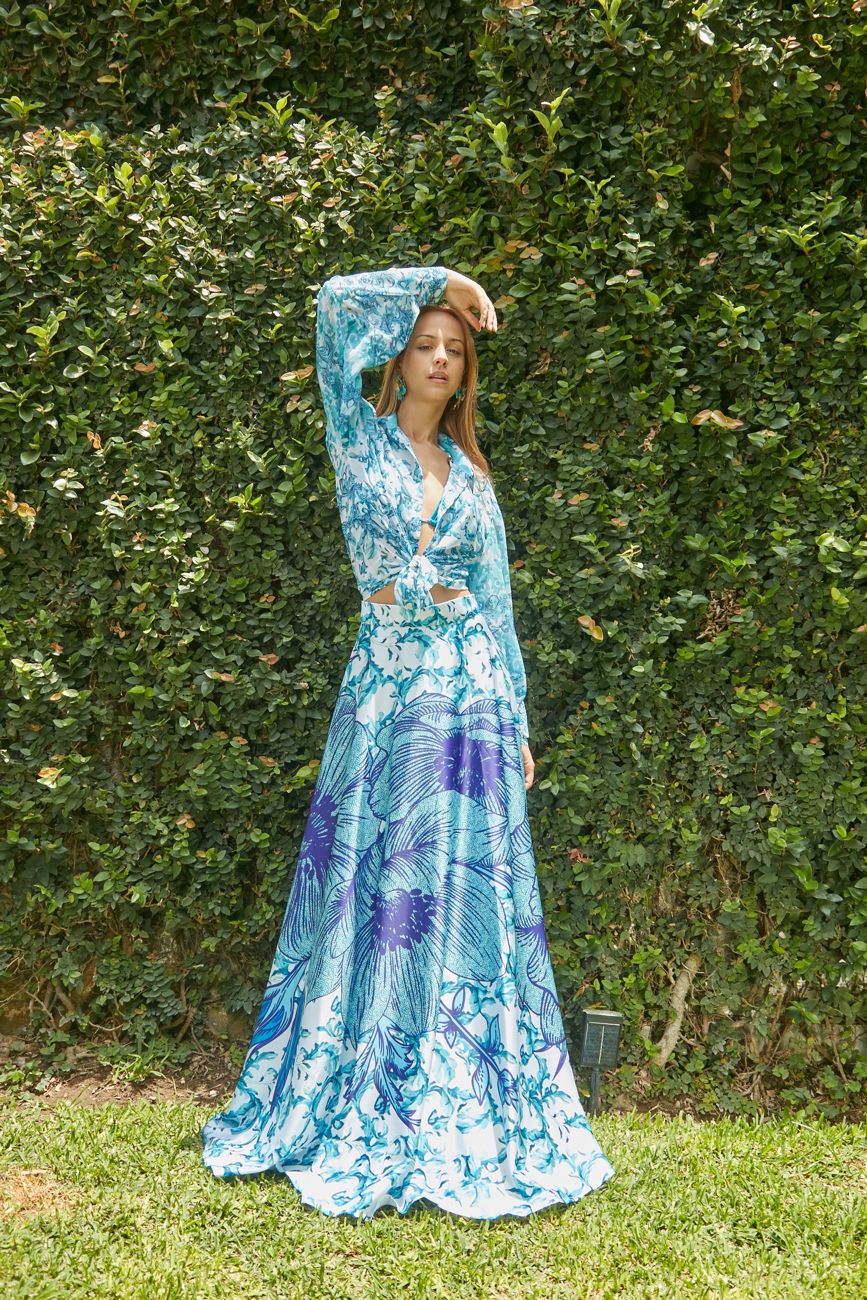 Blusa Art Nouveau Azul y celeste