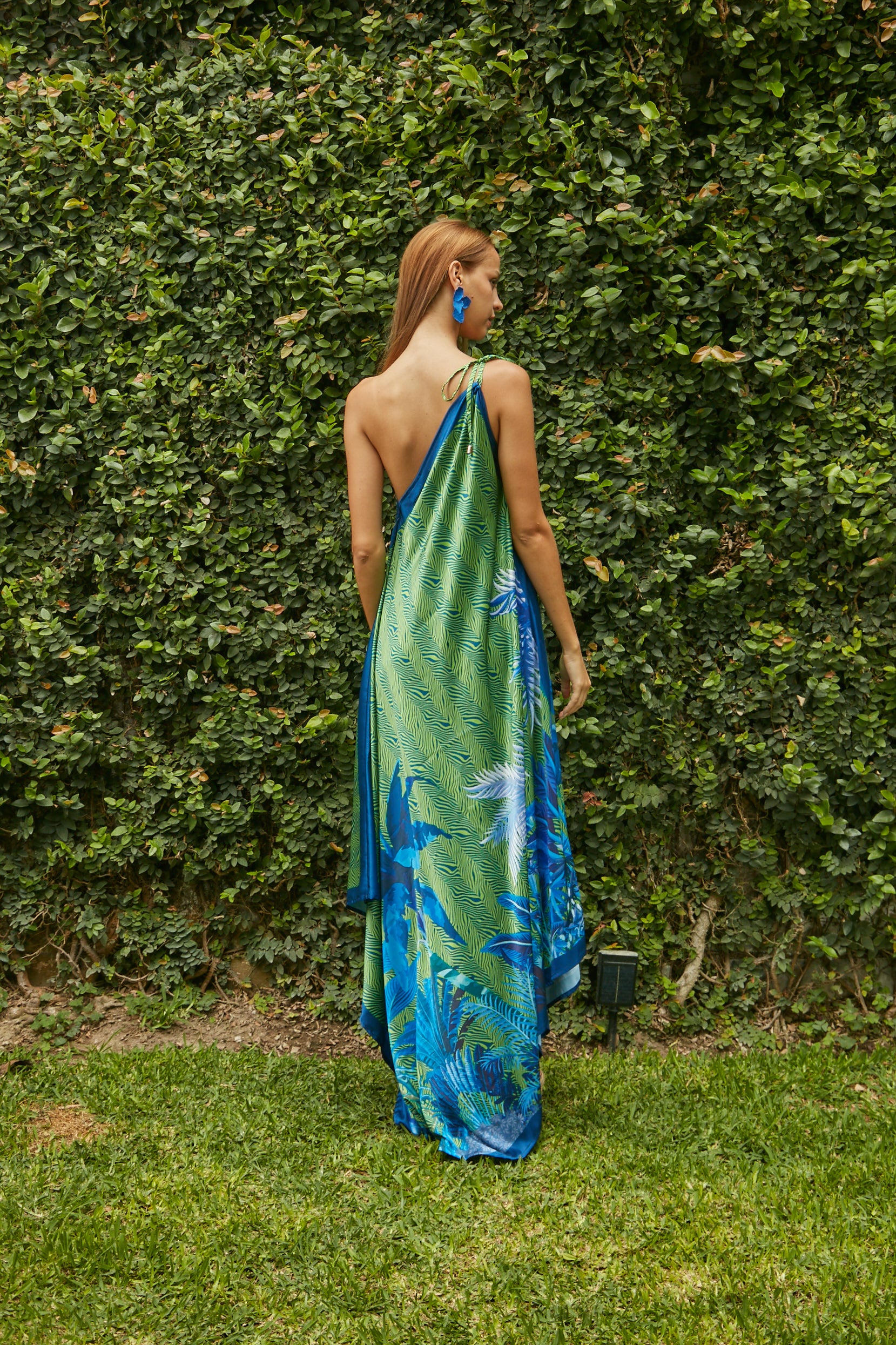 Vestido Art Nouveau verde y azul