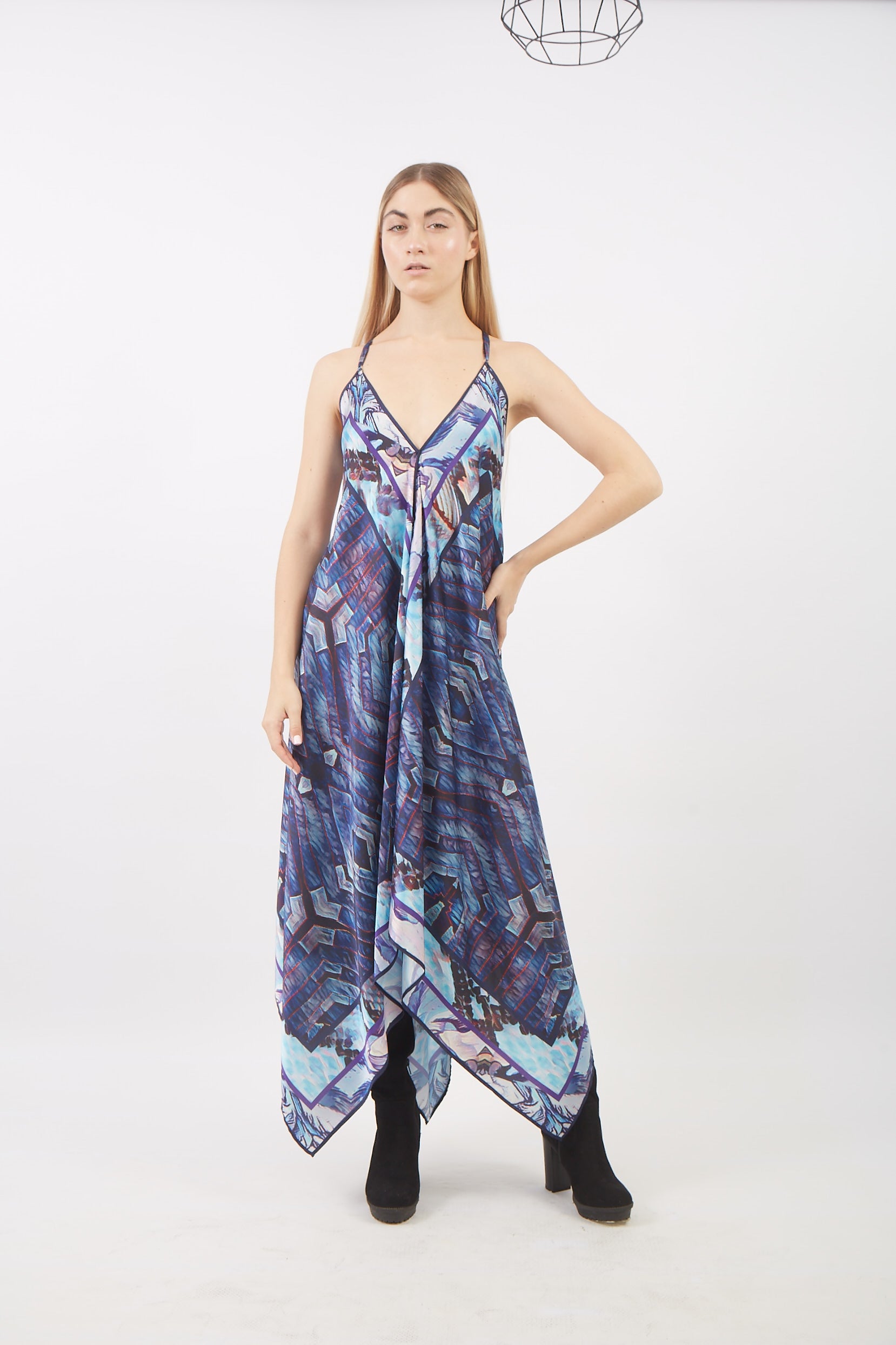 BLUE WOOD LONG LAYER DRESS