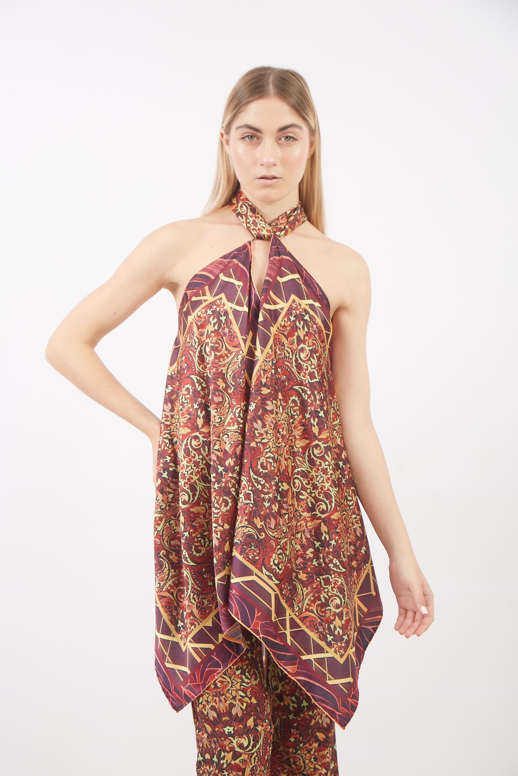 TERRACOTA PAISLEY SHORT LAYER TOP