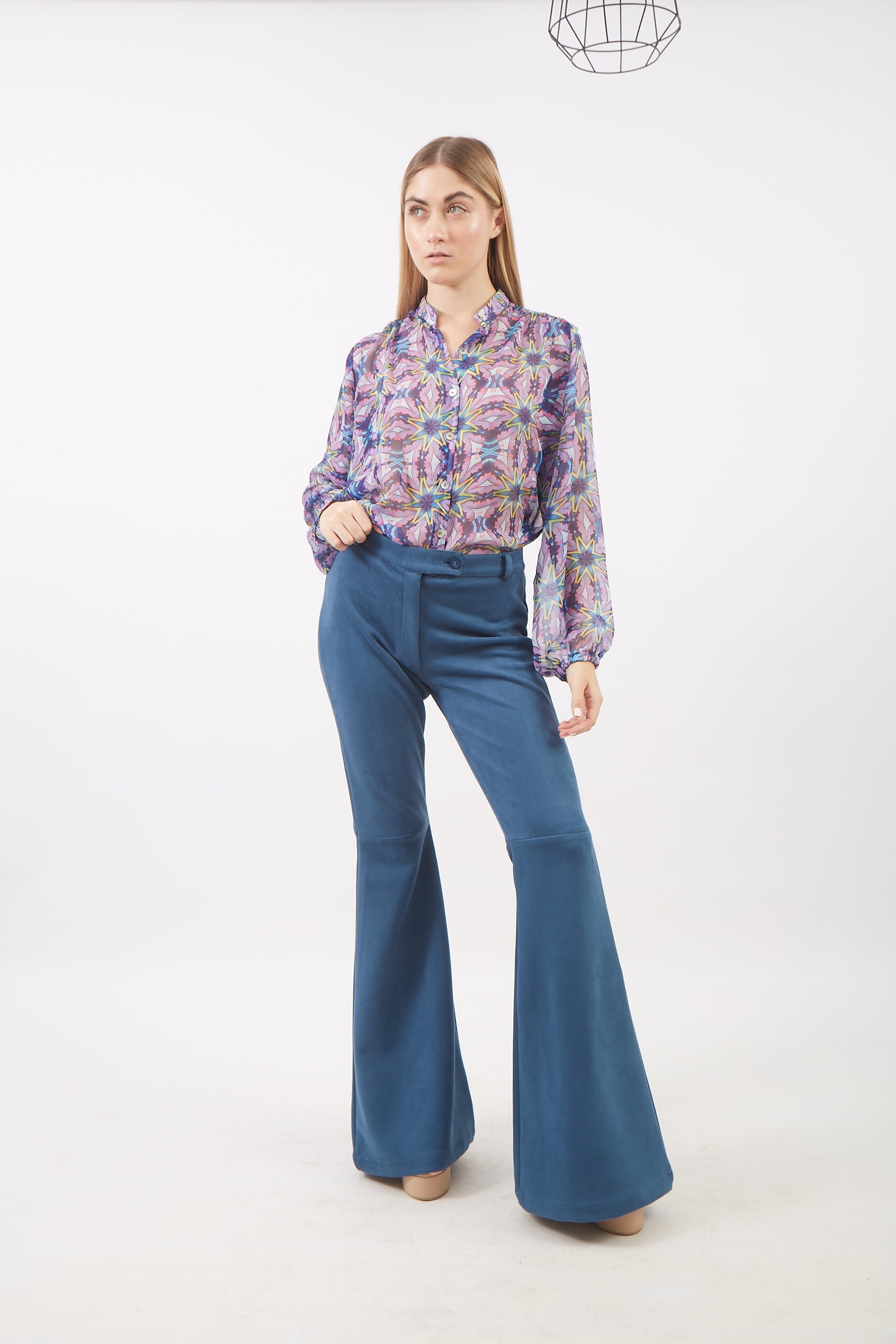 BLUE CORDUROY BELL PANT